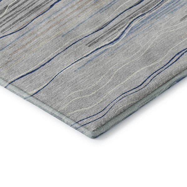 Mayfield Premium Machine Washable Abstract AMF996 Gray 3 ft. x 4 ft. Area Rug