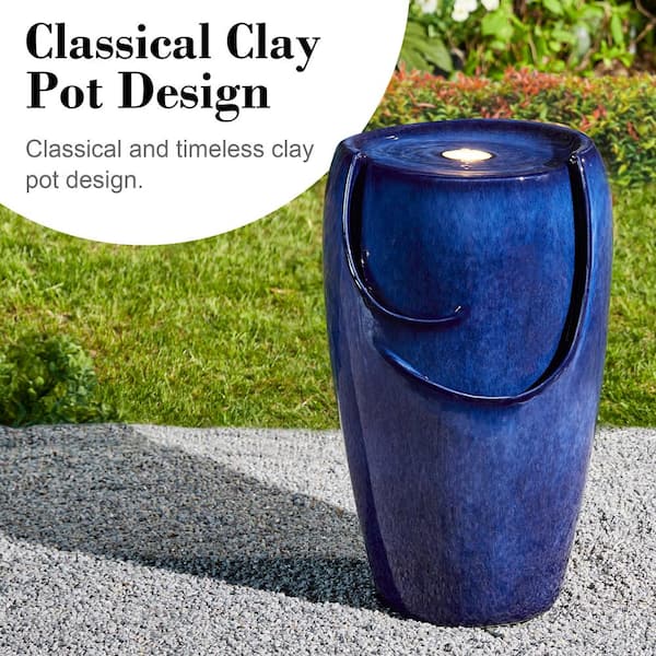Glitzhome 20.5 in. H Cobalt Blue Ceramic Outdoor Fountain Glitzhome 20.5 in. H Cobalt Blue Ceramic Outdoor Fountain
