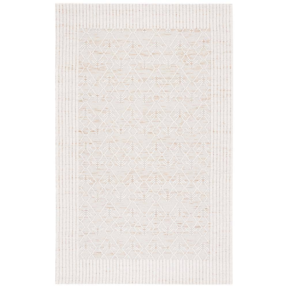 Marbella Ivory and Brown Hand Woven Wool Area Rug