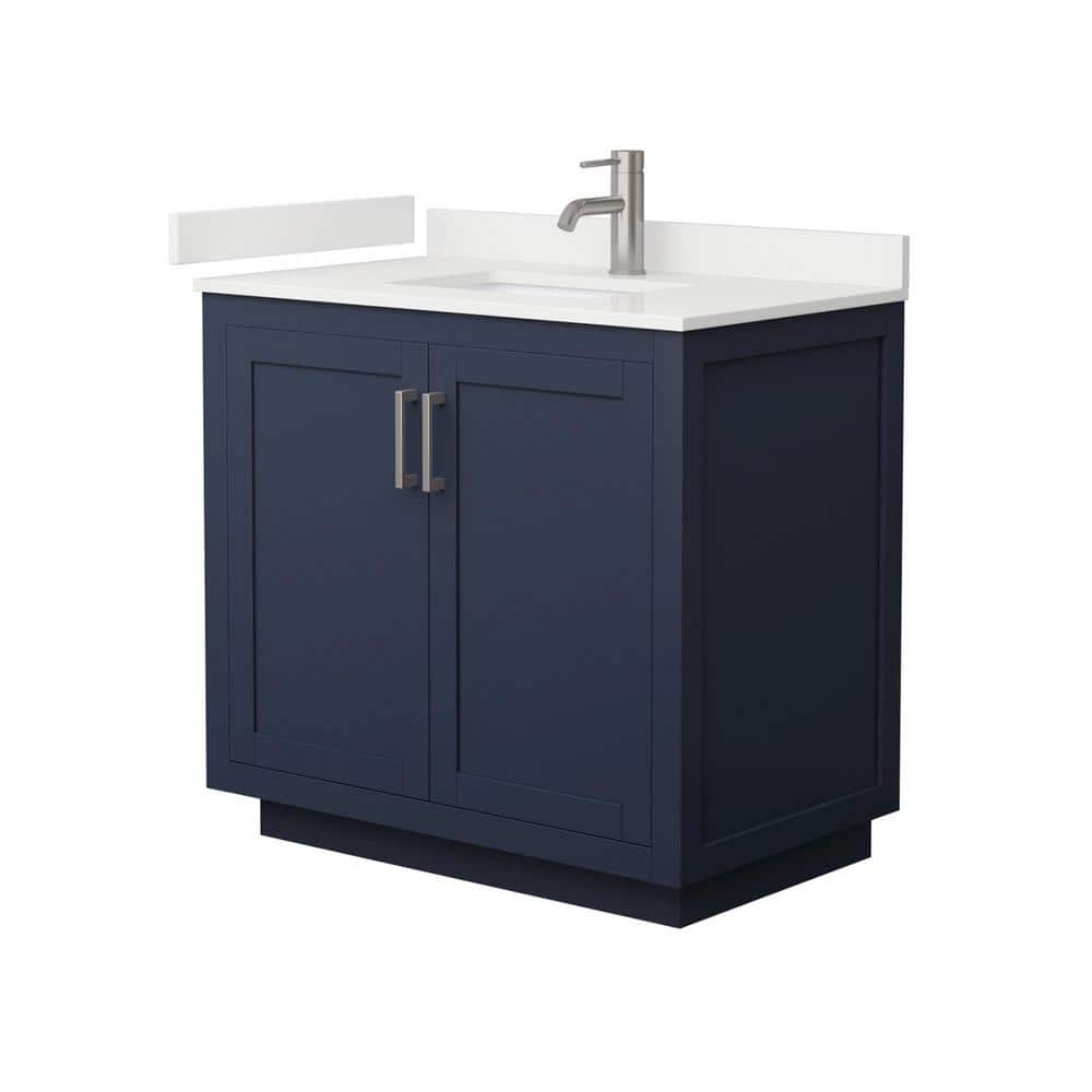 Miranda 36" Dark Blue Freestanding Bathroom Vanity with White Quartz Top