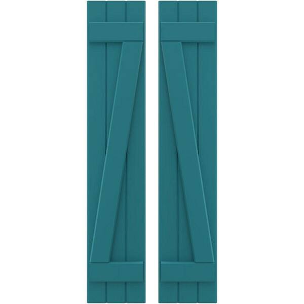 Ekena Millwork 10-1/2 in. W x 57 in. H Americraft 3-Board Exterior Real Wood Joined Board and Batten Shutters with Z-Bar in Antigua