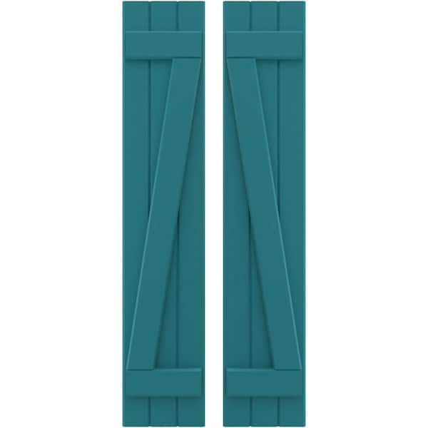 Ekena Millwork 10-1/2 in. W x 65 in. H Americraft 3-Board Exterior Real Wood Joined Board and Batten Shutters with Z-Bar in Antigua