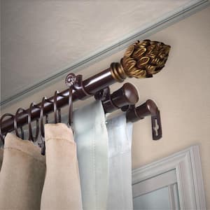13/16" Dia Adjustable 120" to 170" Triple Curtain Rod in Cocoa with Julia Finials