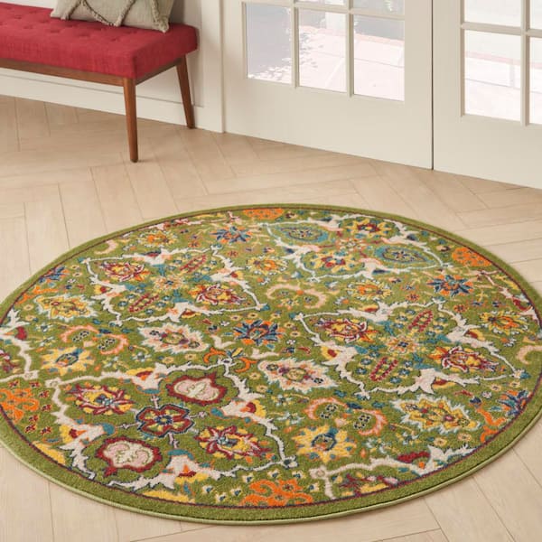 Allur Sage Ivory 4 ft. x 4 ft. All-over design Transitional Round Area Rug