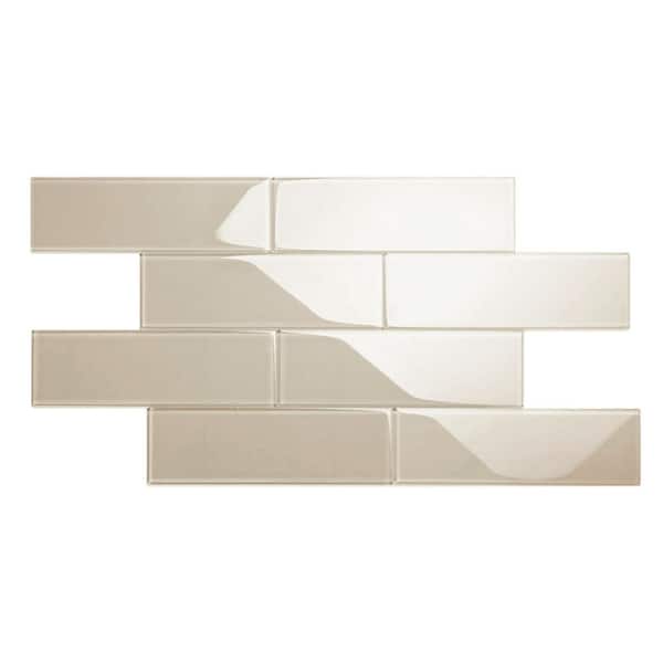Giorbello Light Taupe 4 in. x 12 in. x 8mm Glass Subway Tile (5 sq. ft./Case)