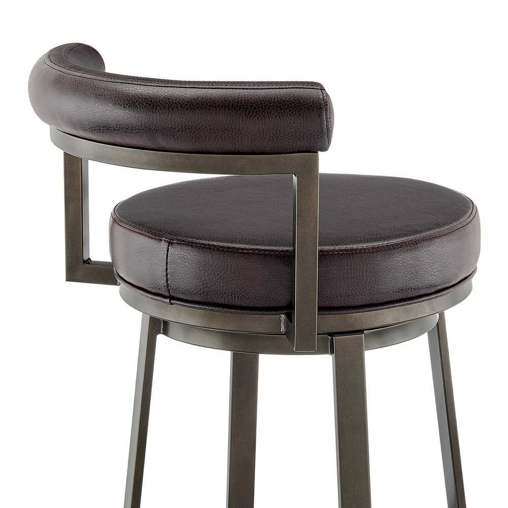 Adjustable Mocha Swivel Counter Stool in Brown Faux Leather