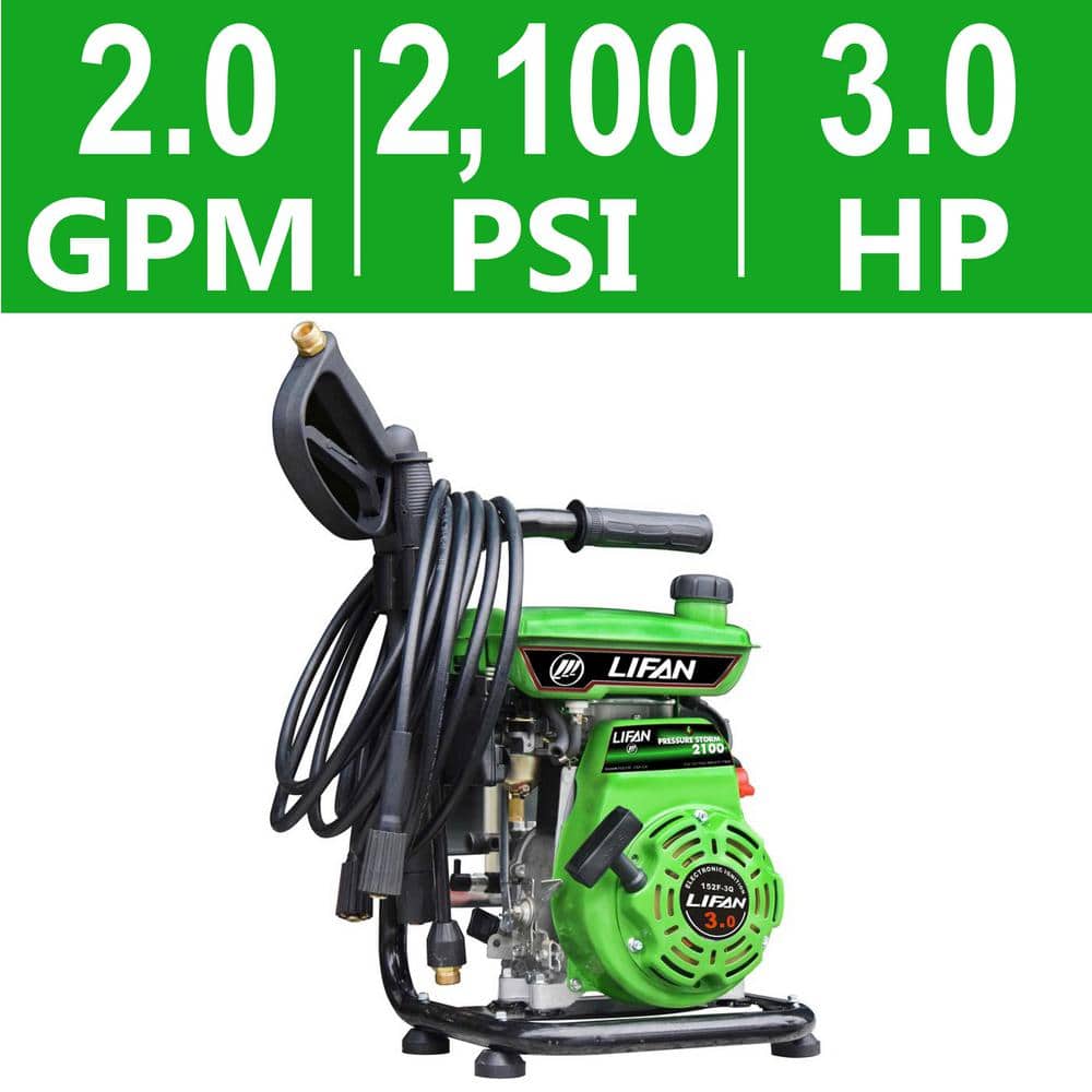 LIFAN 2,100 psi 2.0 GPM AR Axial Cam Pump Recoil Start Gas Pressure Washer with CARB Compliant -  LFQ2130-CA