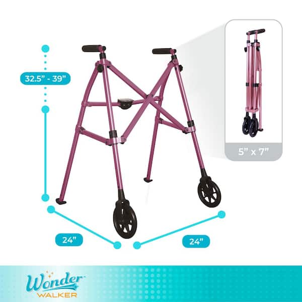 Stander Wonder Walker, 2-Wheel Lightweight Folding Walker in