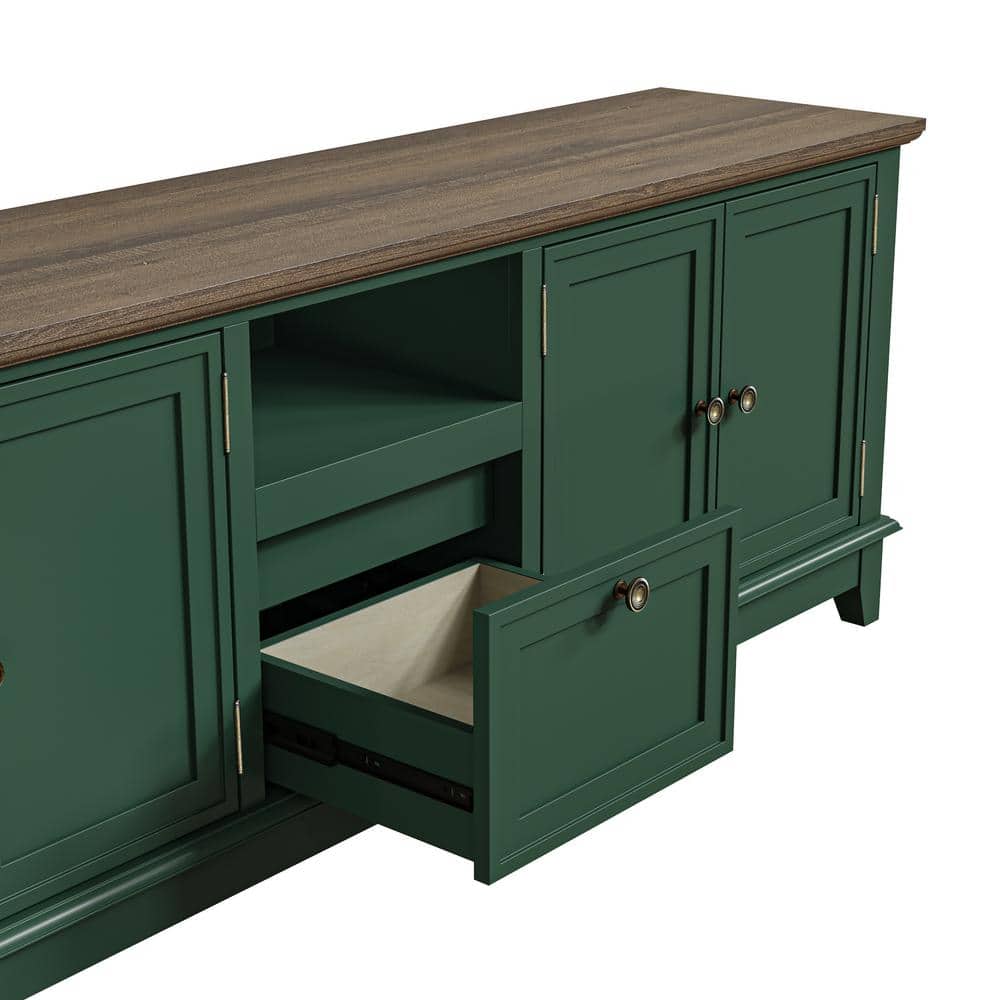 Festivo 72" Green Wood TV Stand with Hidden Drawer