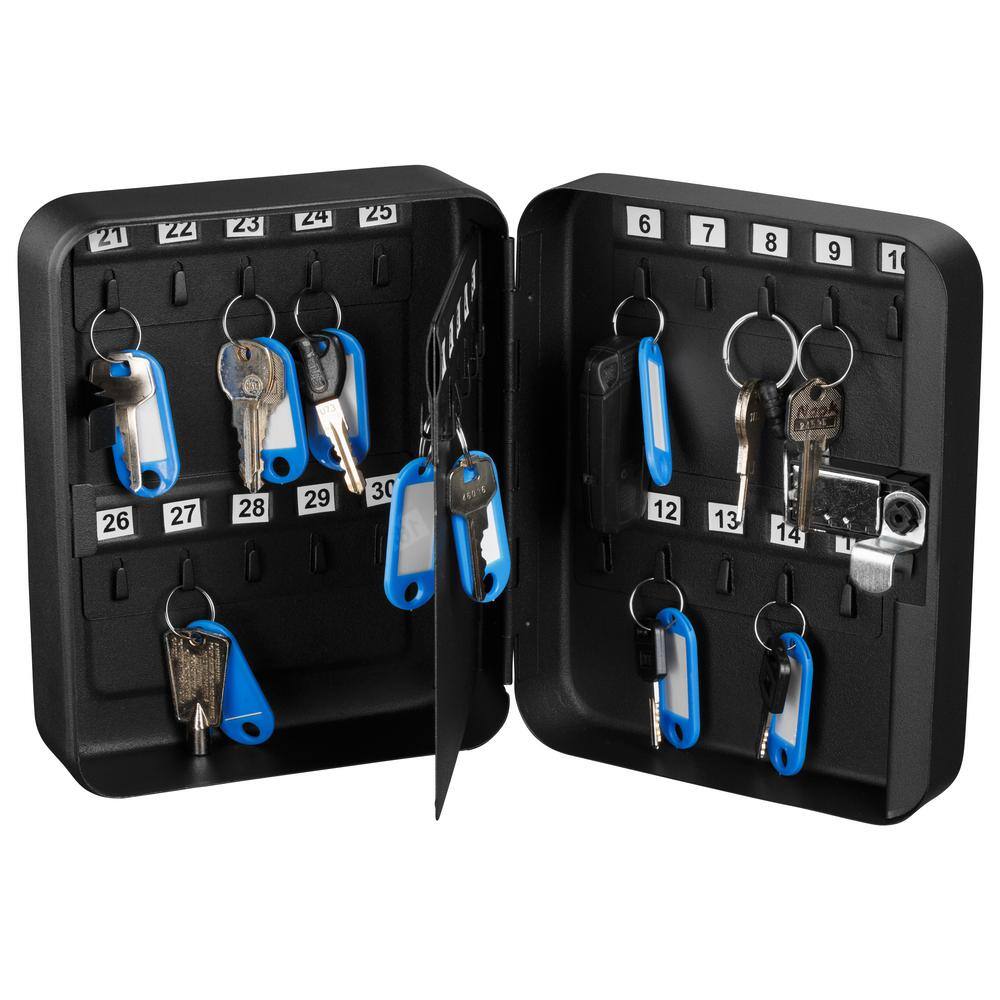 Black Steel 30-Key Secure Cabinet with Combination Lock