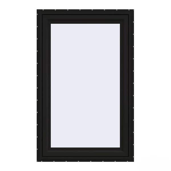 JELD-WEN 24 in. x 36 in. V-4500 Series Black Exterior/White Interior FiniShield Vinyl Right-Handed Casement Window w/Mesh Screen