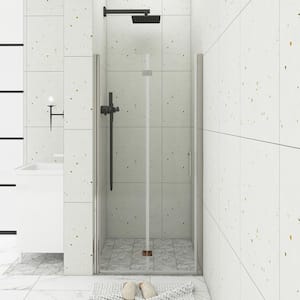 30 in. to 31.3 in. W x 72 in. H Bi-fold Semi Frameless Shower Door in Chrome Finish with Clear Tempered Glass