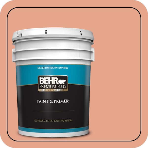 BEHR PREMIUM PLUS 5 gal. #M180-4 Priceless Coral Satin Enamel Exterior Paint & Primer