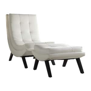 Tustin White Lounge Chair and Ottoman Set