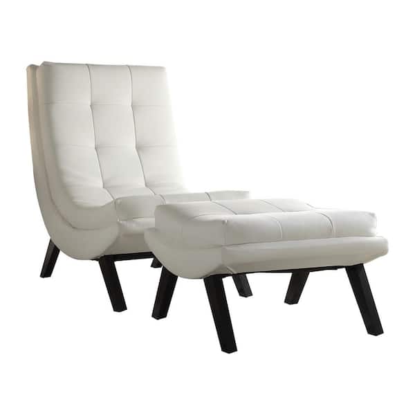 Tustin White Lounge Chair and Ottoman Set