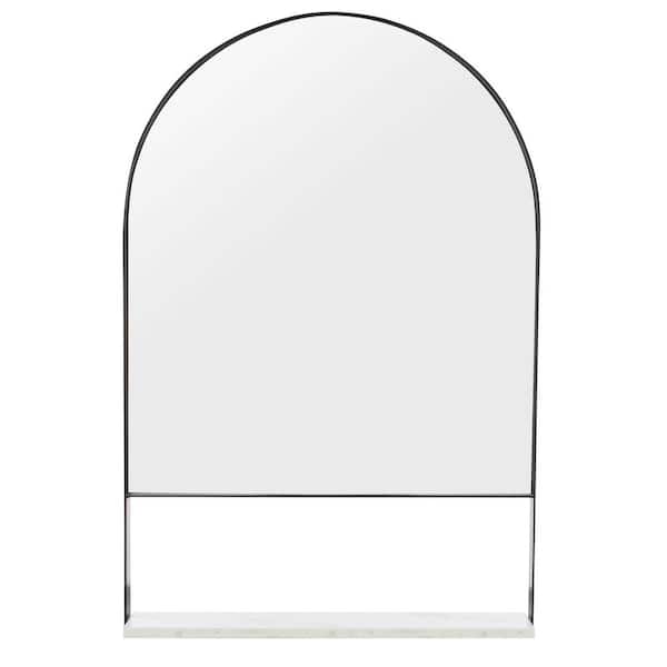 SAFAVIEH Yuriko 24 in. W x 36 in. H Iron Arch Modern Black Shelf Mirror