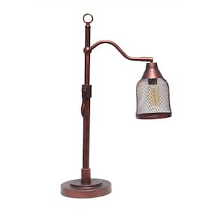 25 in. Red Bronze Adjustable Table Lamp with Metal Netted Shade
