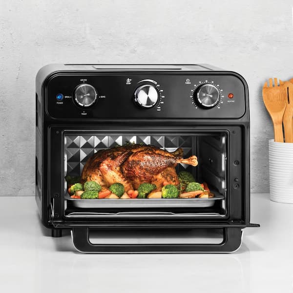 LNC 33.8 qt. Black and Silver Stainless Steel Air Fryer Oven with Baking  Tray Fry Basket Rotisserie Fork Set EBNRBMHD1000B78 - The Home Depot