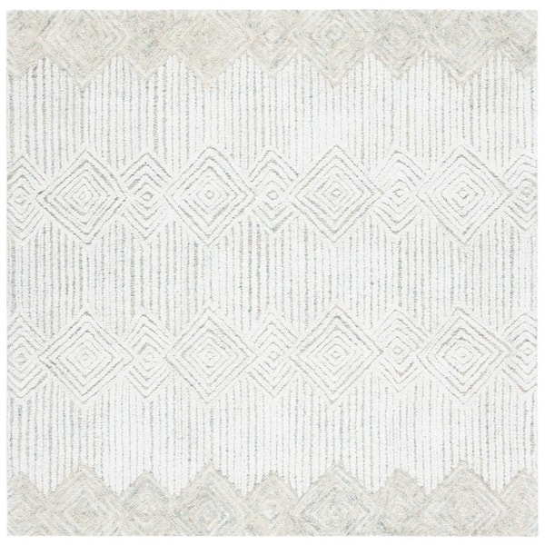 SAFAVIEH Metro Beige/Ivory 6 ft. x 6 ft. Diamond Striped Square Area Rug