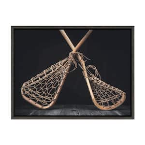 Sylvie "Vintage Lacrosse Sticks on Black" by Saint and Sailor Studios 24 in. x 18 in. Framed Canvas Wall Art
