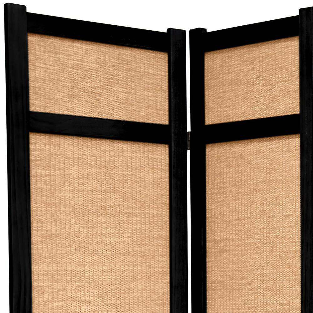 4 ft. Black and Jute Shoji Screen Room Divider
