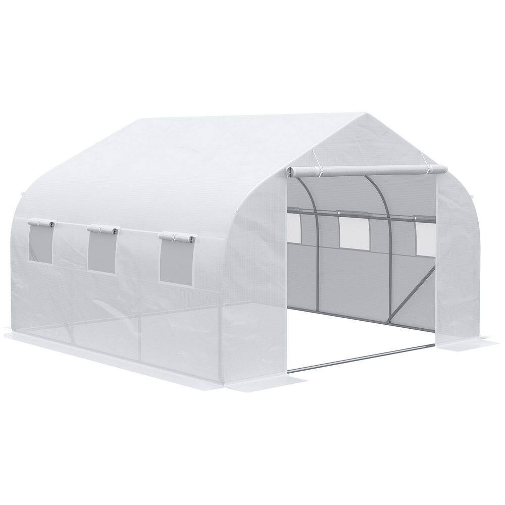11.5 ft. W x 9.8 ft. D x 6.6 ft. H Walk-in Greenhouse, Tunnel Green House with Zippered Mesh Door & 6 Mesh Windows-White price history on PriceWatchPro