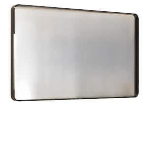 Spartan Black Frame 60 in. W x 28 in. H Modern Tempered Wall Mirror Aluminum Alloy Framed Bathroom Mirror