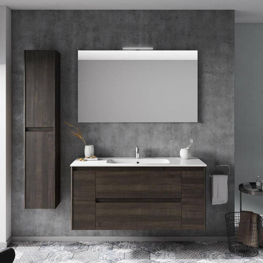Ambra 48" Samara Ash Wall-Mount Single Vanity with Ceramic Sink