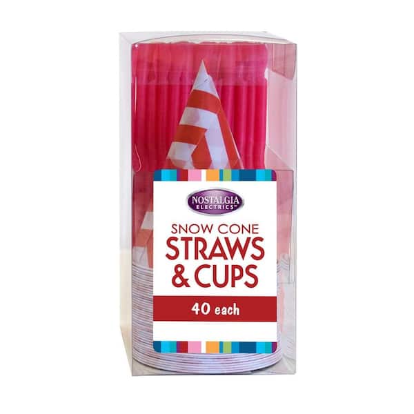 Nostalgia Snow Cone Straws and Cups (Set of 40)