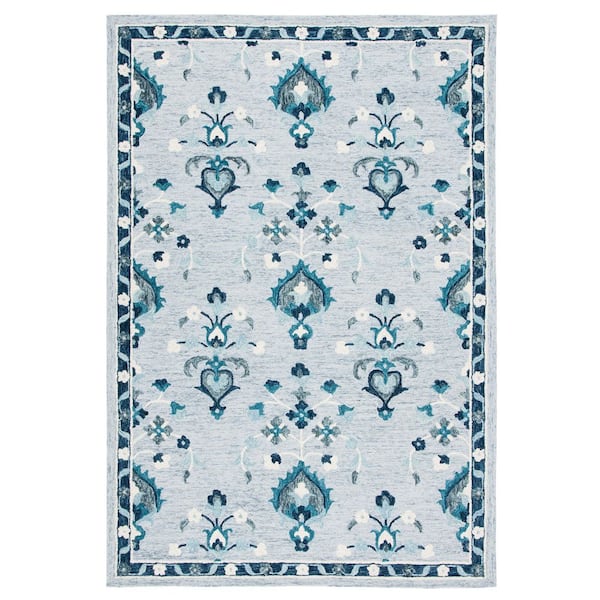 SAFAVIEH Metro Blue/Ivory Doormat 3 ft. x 5 ft. Border Medallion Area Rug