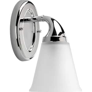 Lahara Collection 1-Light Chrome Bath Sconce with Etched Glass Shade