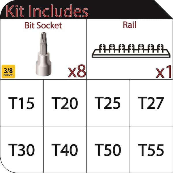 3/8 in. Drive Tamper Proof Torx Bit Socket Set (8-Piece)