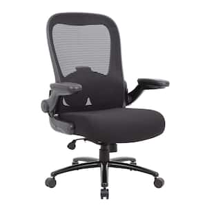 BOSS Black Fabric Big and Tall Heavy Duty Mesh Task Chair with Adjustable Arms