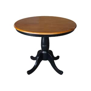 Black & Cherry 36 in. Round Solid Wood Dining Table