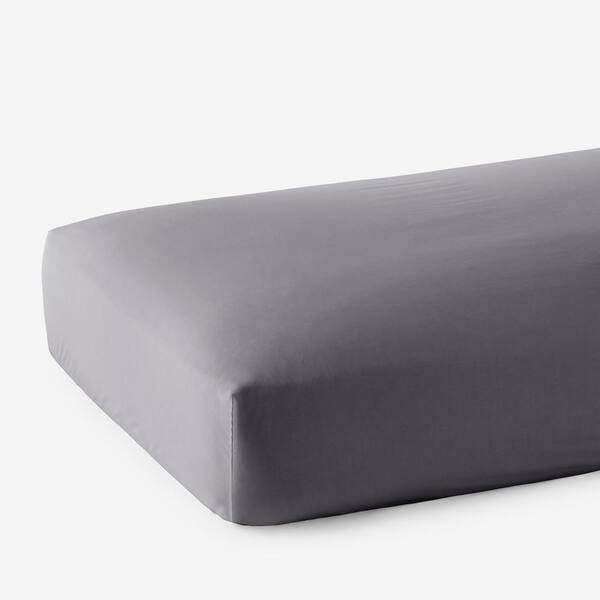 Company Cotton Wrinkle Free Sateen Stone Gray Sateen Twin Fitted Sheet