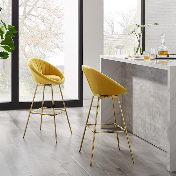 mustard yellow velvet bar stools