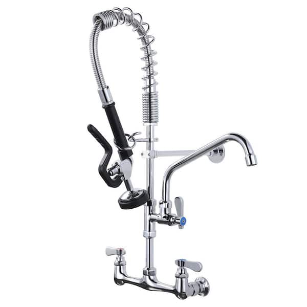 25 in. Triple Handles 180° Swivel Pull Down Sprayer Kitchen Faucet with Advanced Spray in Polished Chrome