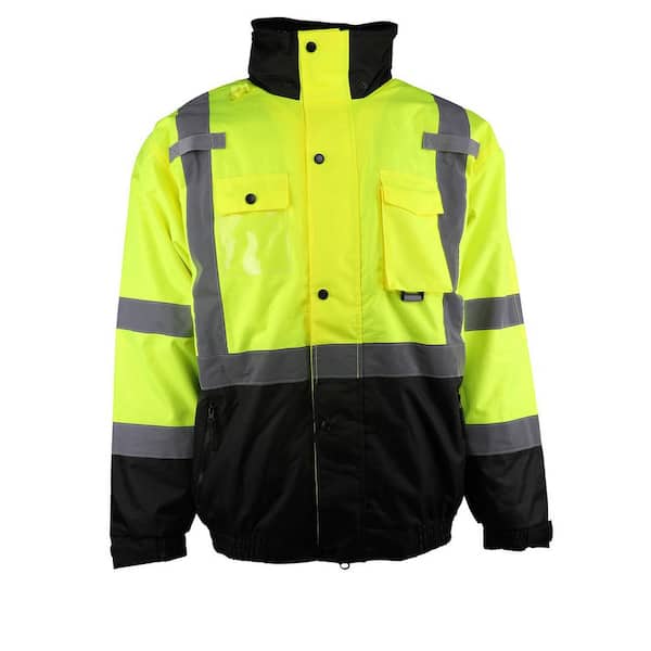 Men's Large ANSI Type R Class-3 Rip Stop Premium Plus Yellow Bomber Jacket