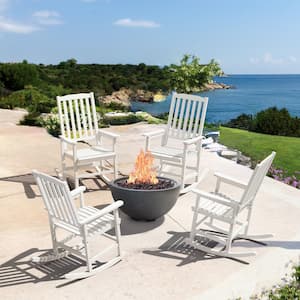 Orson White Acacia Wood Classic Adirondack Weather-Resistant Outdoor Porch Rocker Outdoor Rocking Chair (Set of 4)