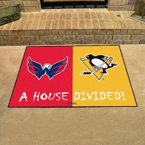 NHL Capitals/Penguins Multi-Colored 3 ft. x 3.5 ft. House Divided Area Rug