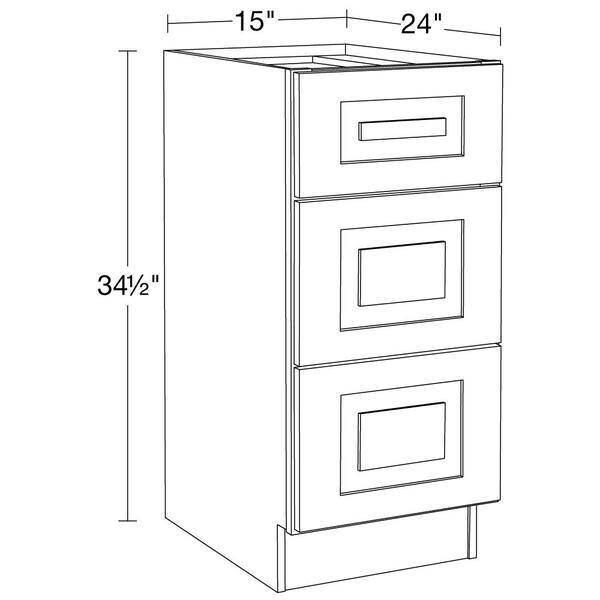 Home Decorators Collection Newport Pacific White Plywood Shaker Assembled  Drawer Base Kitchen Cabinet 3 Drawer Sft Cl 24 in W x 24 in D x 34.5 in H