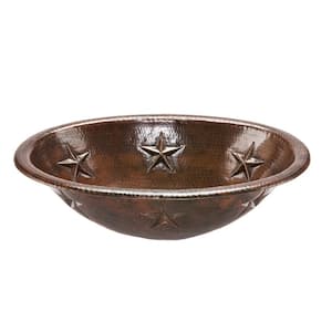 Self-Rimming Oval Star Hammered Copper Bathroom Sink in Oil Rubbed Bronze