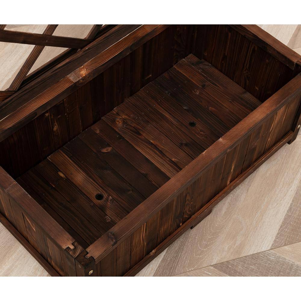67 in. Brown Cedar Wood Raised Garden Bed with Trellis (2-Pack)