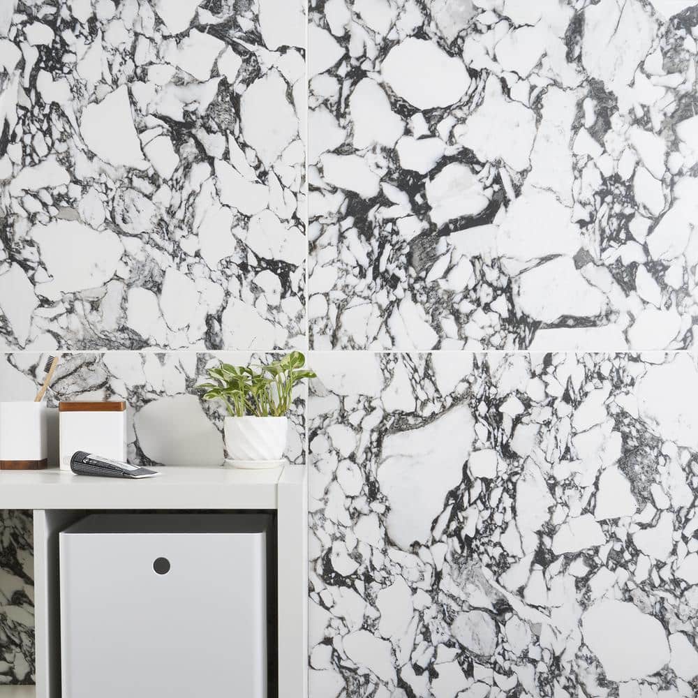 Magnus 24x48 Polished Black and White Porcelain Tile