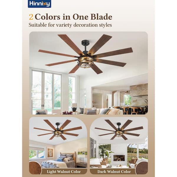 HINNIXY 65 in. Black Farmhouse Indoor/Outdoor Ceiling Fan with