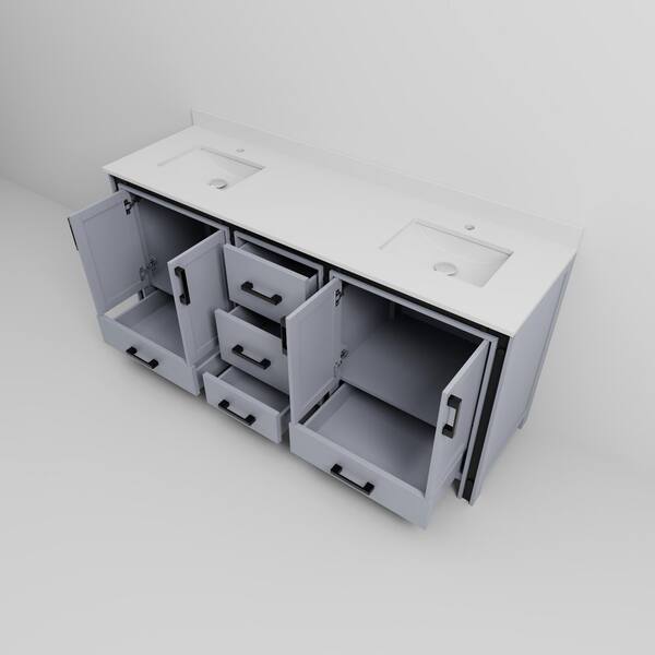 Lexora Ziva 72 in W x 22 in D Dark Grey Double Bath Vanity
