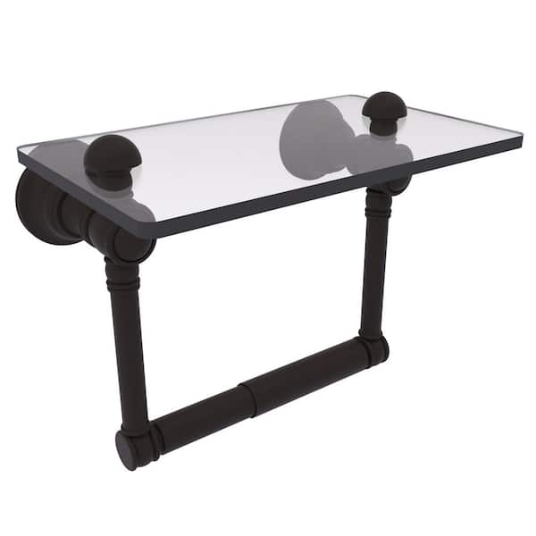 Allied Brass Carolina Collection Wall Mounted Toilet Paper Holder in Oil Rubbed Bronze with Glass Shelf