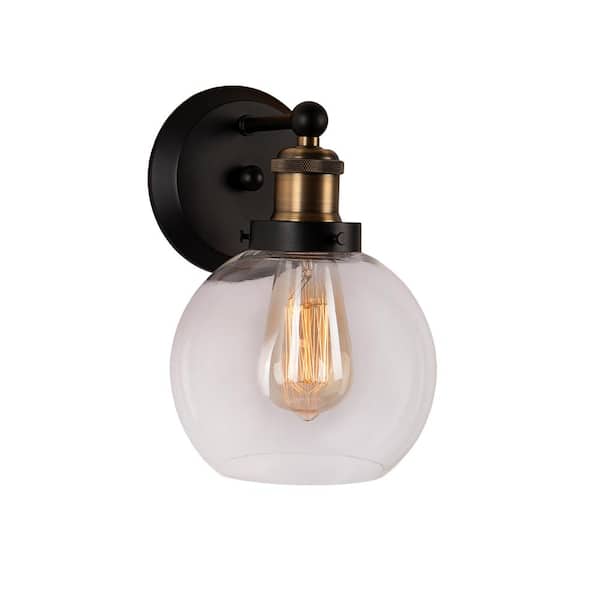 Aspen Creative Corporation 6-1/2 in. 1-Light Antique Bronze Vanity Light with Clear Glass Shade