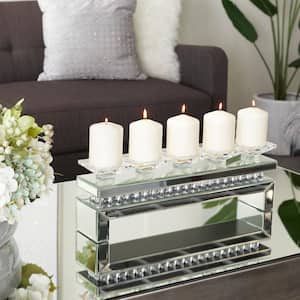 Silver Wood Glam Candle Holder