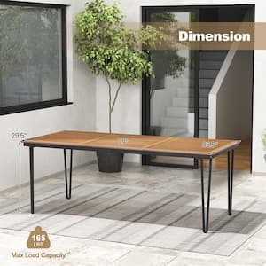 Natural Wood 79 in. Outdoor Dining Table with 1.9 in. Umbrella Hole